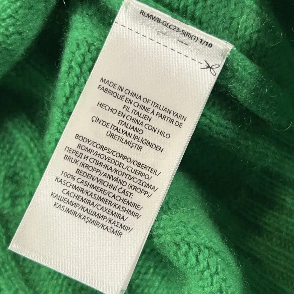 Polo Ralph Lauren Iconic Cable Knit Cashmere Sweater XL Blue Label $498 NWT - Picture 8 of 11